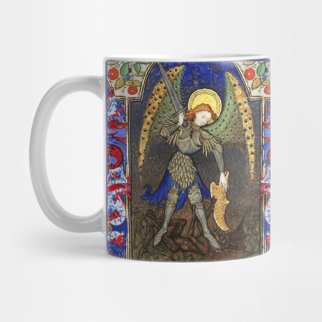 ST. MICHAEL ARCHANGEL COMBATTING DEVIL AND RED DRAGONS Medieval Miniature by BulganLumini